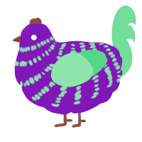 A violet and spring chicken with a bar pattern