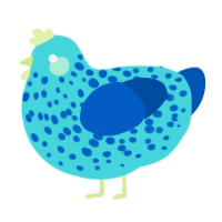 A aqua and ultramarine chicken with a speckle pattern