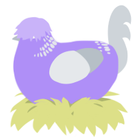 A lilac and mist chicken with a neck-band pattern