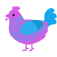 A orchid and sky chicken with a lace pattern