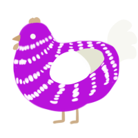 A amethyst and white chicken with a bar pattern