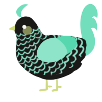 A sable and mint chicken with a lace pattern