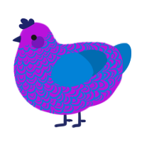 A amethyst and sapphire chicken with a double-lace pattern