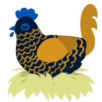 A tumblr and ochre chicken with a lace pattern