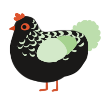 A sable and gluppy chicken with a half-lace pattern