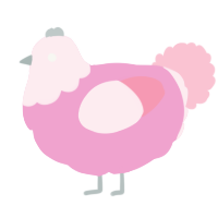 A pink and rose chicken with a head pattern