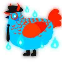 A sky and vermilion chicken with a half-lace pattern