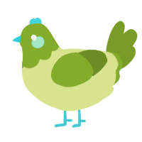 A lemon and chartreuse chicken with a head pattern