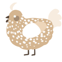 A beige and cream chicken with a speckle pattern