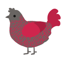 A grey and crimson chicken with a double-lace pattern