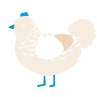 A cream chicken with a half-lace pattern