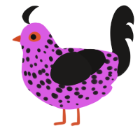 Saccharine, a orchid and sable chicken with a speckle pattern