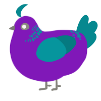 A violet and teal chicken with a neck-band pattern