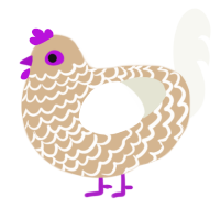 A beige and white chicken with a lace pattern