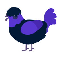 A tumblr and indigo chicken with a head pattern