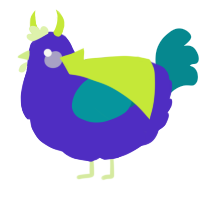 A indigo and teal chicken