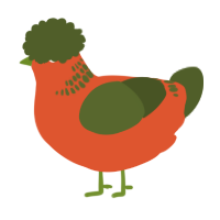 A vermilion and olive chicken with a neck-band pattern