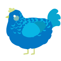 A sapphire and cerulean chicken with a half-lace pattern
