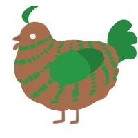 A brown and viridian chicken with a bar pattern