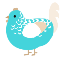 A aqua and cream chicken with a half-lace pattern
