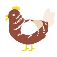 A russet and cream chicken with a half-bar pattern