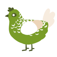 A chartreuse and cream chicken with a half-lace pattern