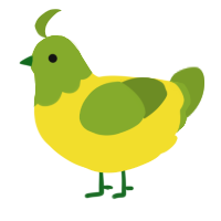 A yellow and chartreuse chicken with a head pattern
