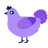 A lilac and blurple chicken