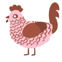 A rose and russet chicken with a lace pattern