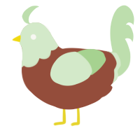 A russet and gluppy chicken with a head pattern