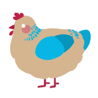A beige and cerulean chicken with a neck-band pattern