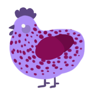 A lilac and wine chicken with a speckle pattern