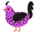 Saccharine, a orchid and sable chicken with a speckle pattern