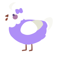 A lilac and white chicken with a head pattern