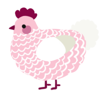 A rose and white chicken with a lace pattern
