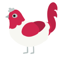 A white and crimson chicken with a head pattern