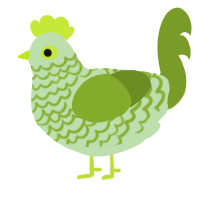 A gluppy and chartreuse chicken with a lace pattern