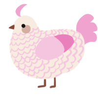 A cream and pink chicken with a lace pattern