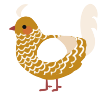A ochre and cream chicken with a lace pattern