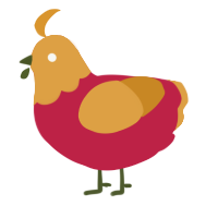 A crimson and orange chicken with a head pattern