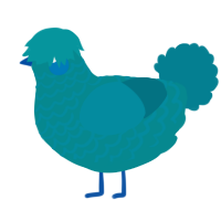 A teal and sea chicken with a lace pattern