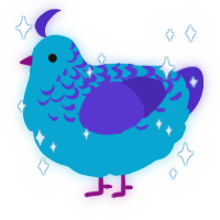 A cerulean and indigo chicken with a half-lace pattern
