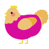 A fuchsia and honey chicken with a head pattern