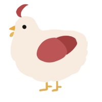 A cream and red chicken