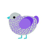 Streak, a silver and blurple chicken with a lace pattern