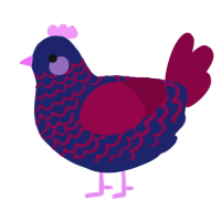 A navy and maroon chicken with a lace pattern