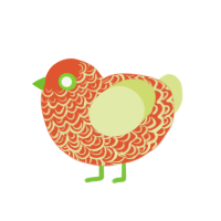 Hyperpop Pumpkin, a vermilion and lemon chicken with a double-lace pattern