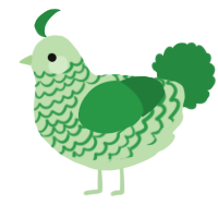 A gluppy and viridian chicken with a lace pattern