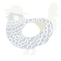 A mist and white chicken with a lace pattern