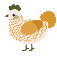 A cream and orange chicken with a lace pattern